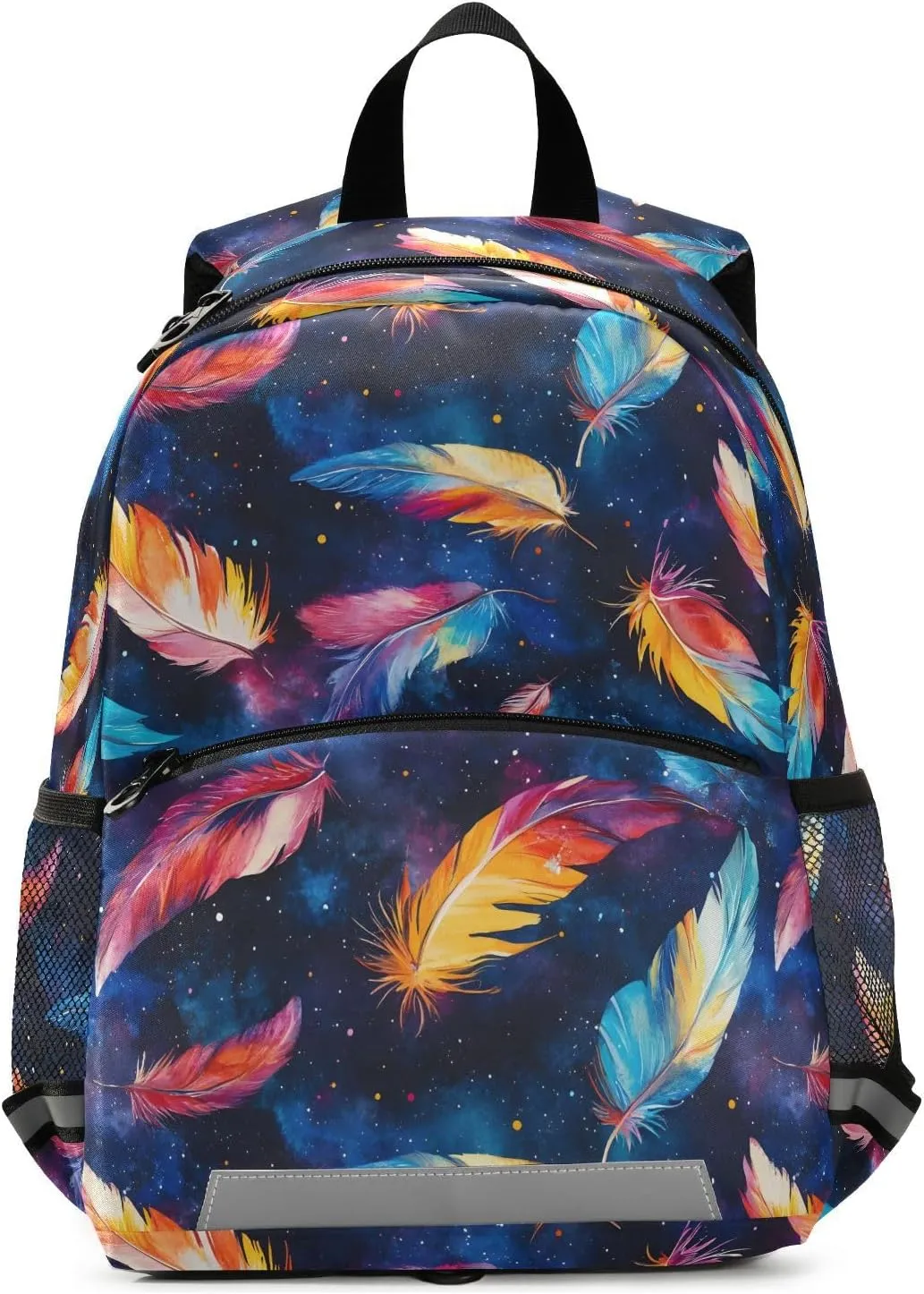 Watercolor Feathers Toddler Backpack Watercolor Feathers Print with Leash and Reflective Strips, Lightweight Kids School Bag for Boys Girls 3-6 Years, Travel Daypack for Preschool, Outings, Hi