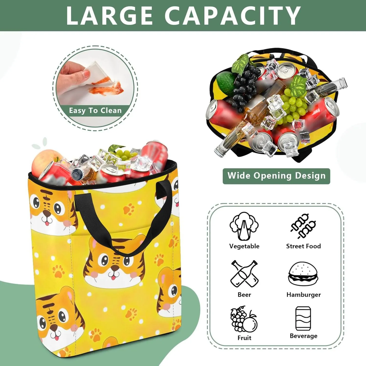 Watercolor Leaves Blue Green White Cooler Bag 36 Cans Soft Cooler Bag Insulated Leak Proof Leakproof Cooling Tote Bag for Lunch