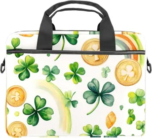 Watercolor Sage Green Ginkgo Leaves Laptop Shoulder Bag Slim Computer Briefcase Laptop Sleeve Messenger Case