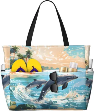Waterproof Beach Bag for Women Sandproof Beach Tote Bag Large Capacity Swim Pool Bag Foldable Travel Duffel Bags