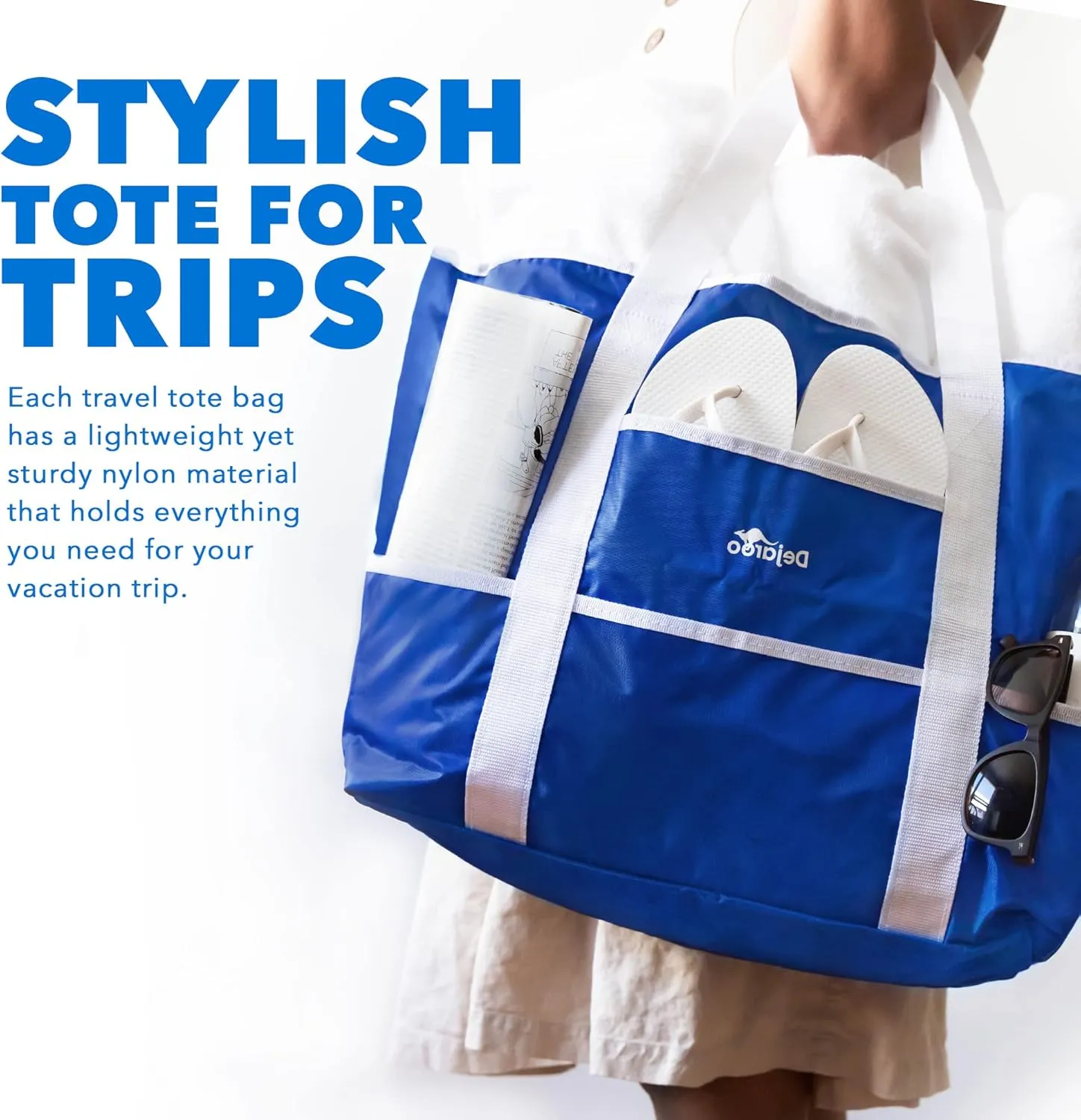 Waterproof Beach Bag - Weekend Overnight Tote - Large and Lightweight