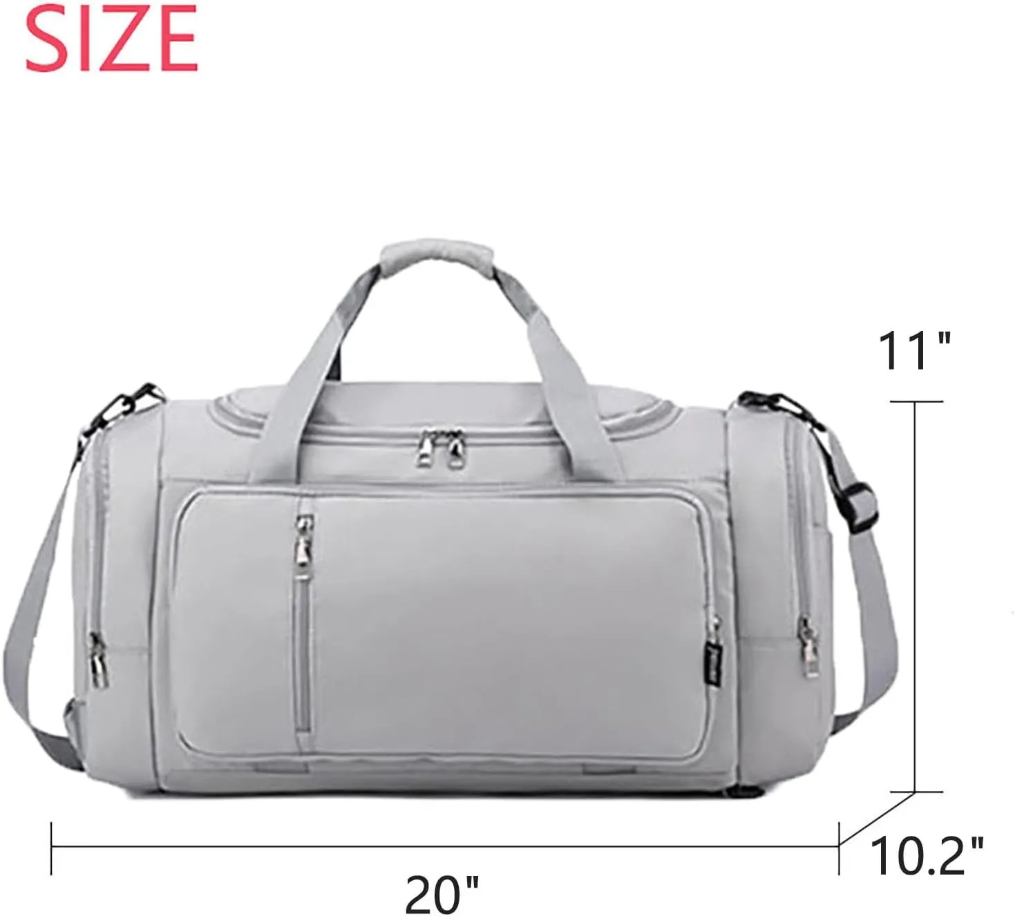 Waterproof Duffel Backpack with Shoe Compartment Dry Wet Separation 20"L Travel Gym Bag for Women Men (Grey)