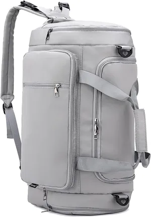 Waterproof Duffel Backpack with Shoe Compartment Dry Wet Separation 20"L Travel Gym Bag for Women Men (Grey)
