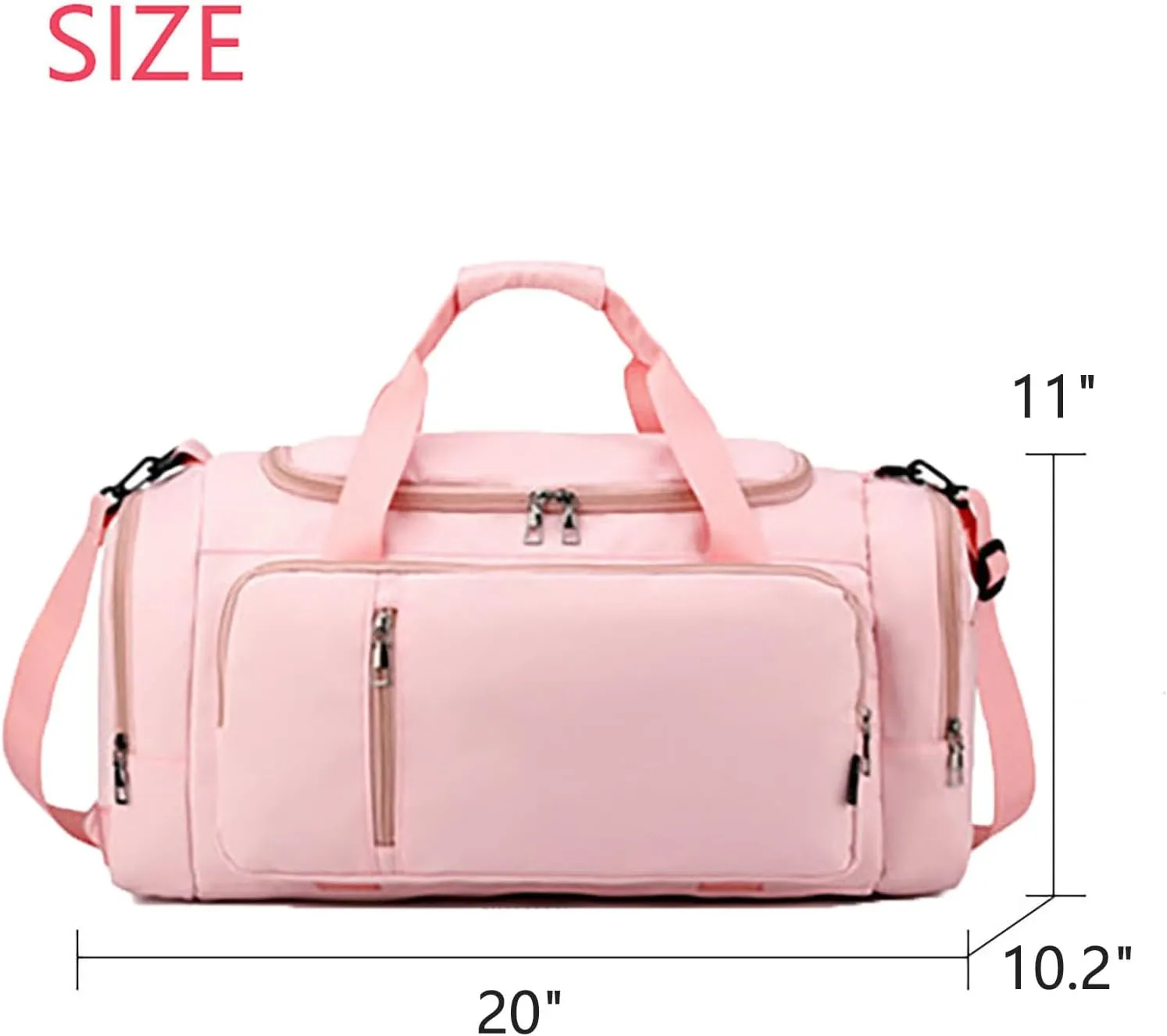 Waterproof Duffel Backpack with Shoe Compartment Dry Wet Separation 20"L Travel Gym Bag for Women Men (Pink)