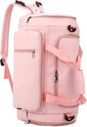 Waterproof Duffel Backpack with Shoe Compartment Dry Wet Separation 20"L Travel Gym Bag for Women Men (Pink)