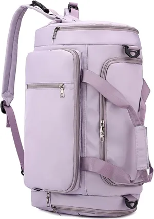 Waterproof Duffel Backpack with Shoe Compartment Dry Wet Separation 20"L Travel Gym Bag for Women Men (Purple)