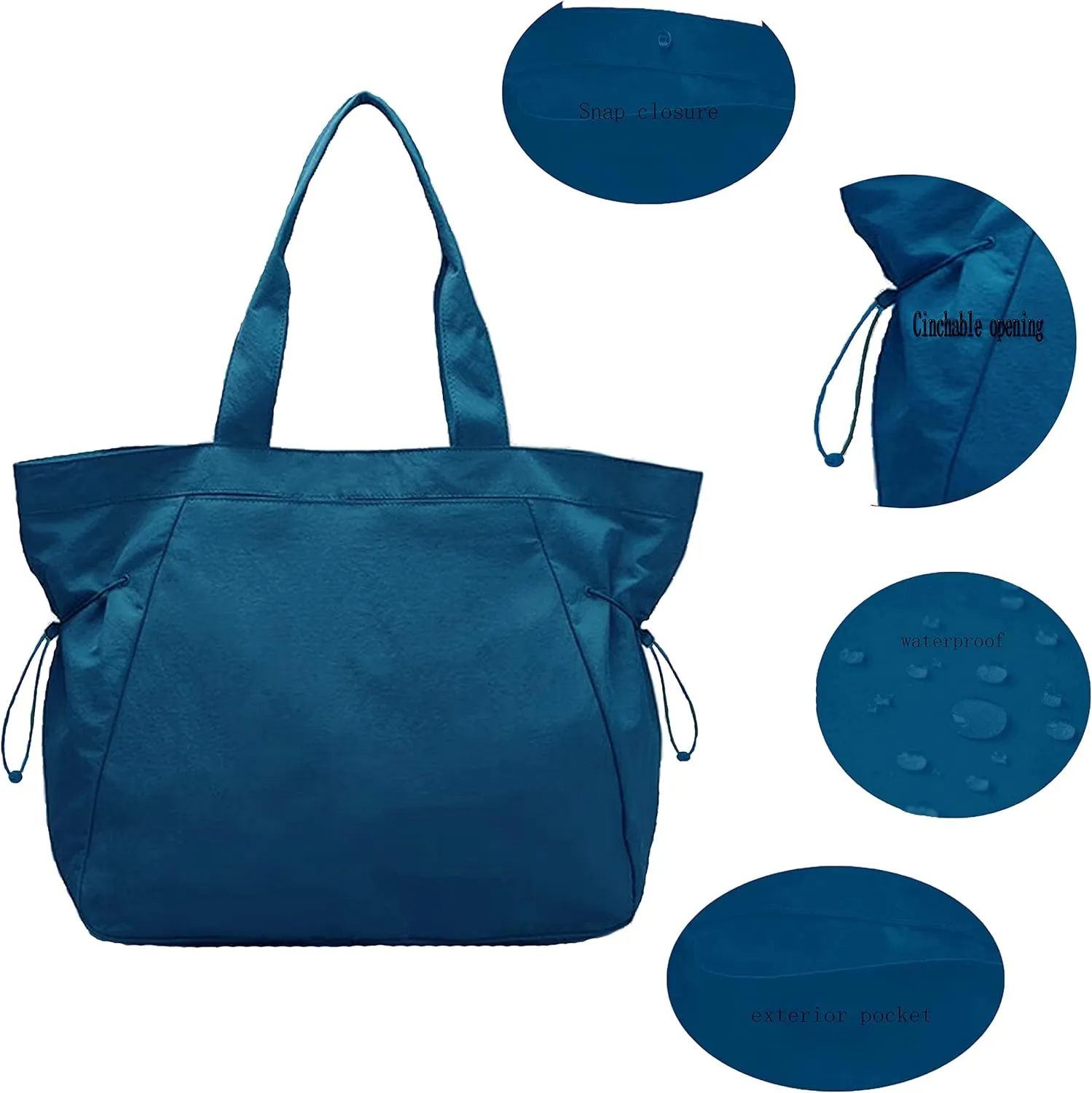 Waterproof Side-Cinch Shopper Bags Travel Tote Bags for women Shoulder Bag for Shopping Workout Beach 18L