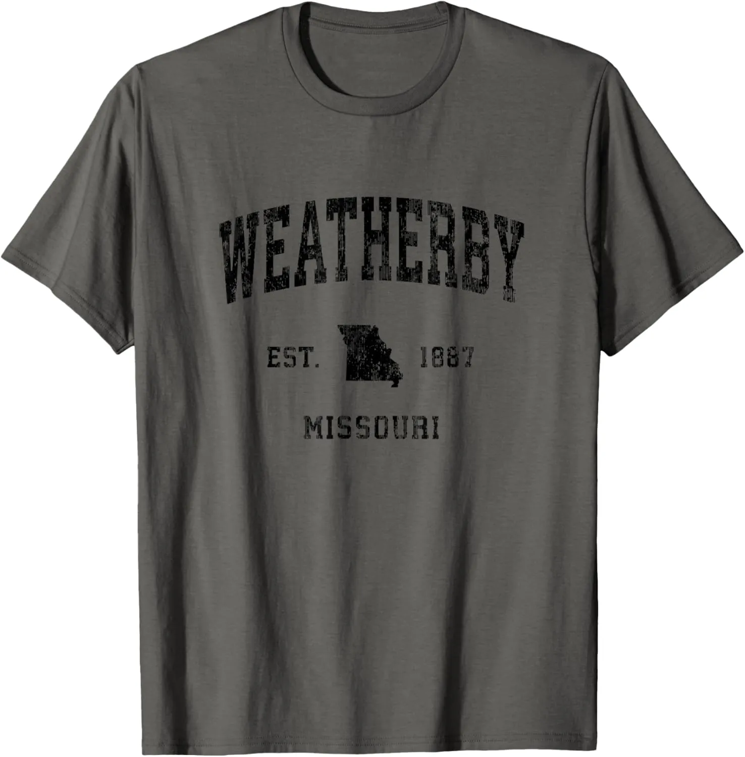 Weatherby Missouri MO Vintage Athletic Black Sports Design T-Shirt