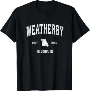 Weatherby Missouri MO Vintage Athletic Sports Design T-Shirt