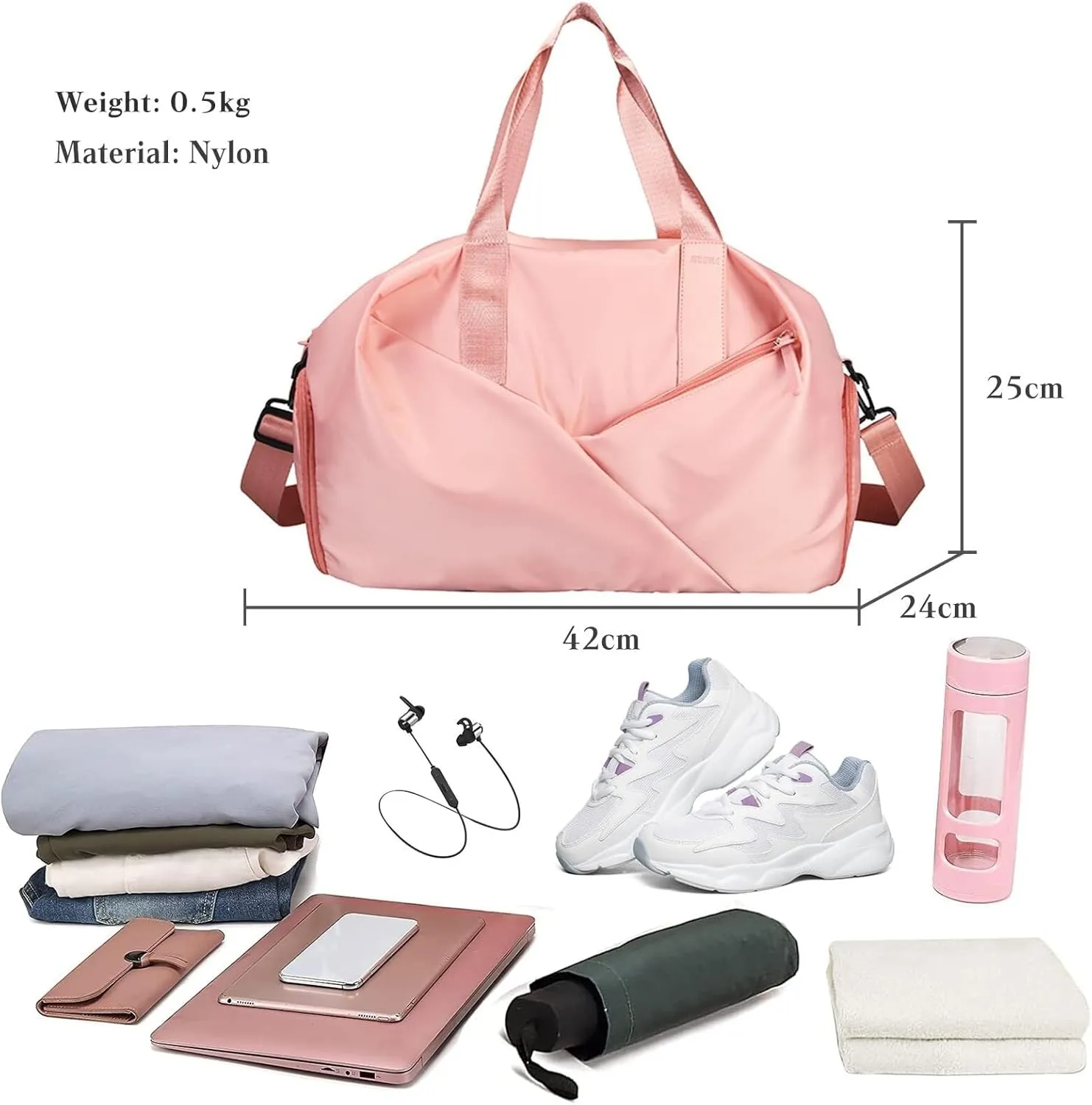 Weekend Shoulder Large Gym Tote Overnight Nylon Hospital Carry Travel Duffel for Women/Men Sport Duffel