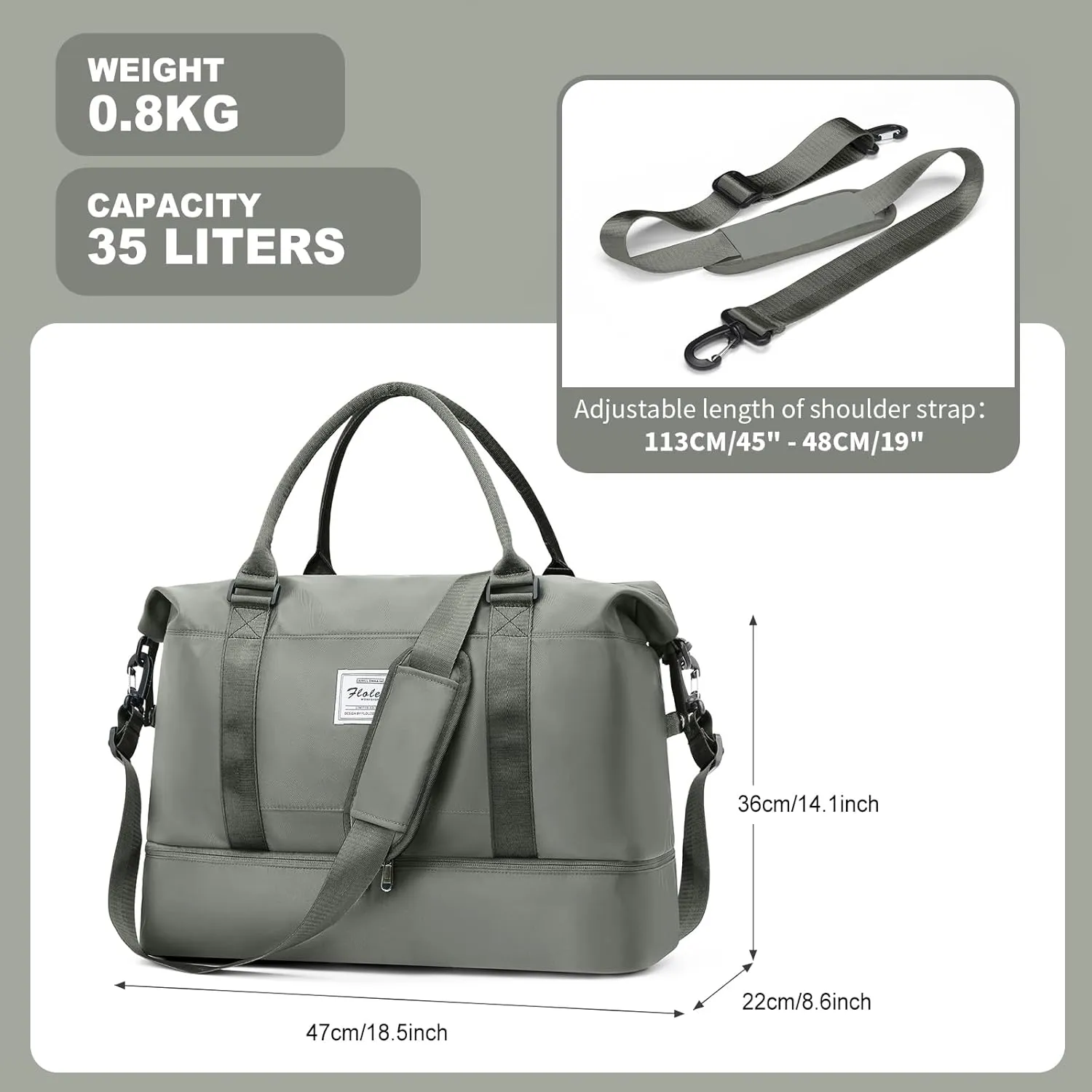 Weekender Bags for Women, Travel Duffel Bags with Shoe Compartment,Personal Item Travel Bag for Airlines, Carry on Overnight Tote Bag for women，Olive Green