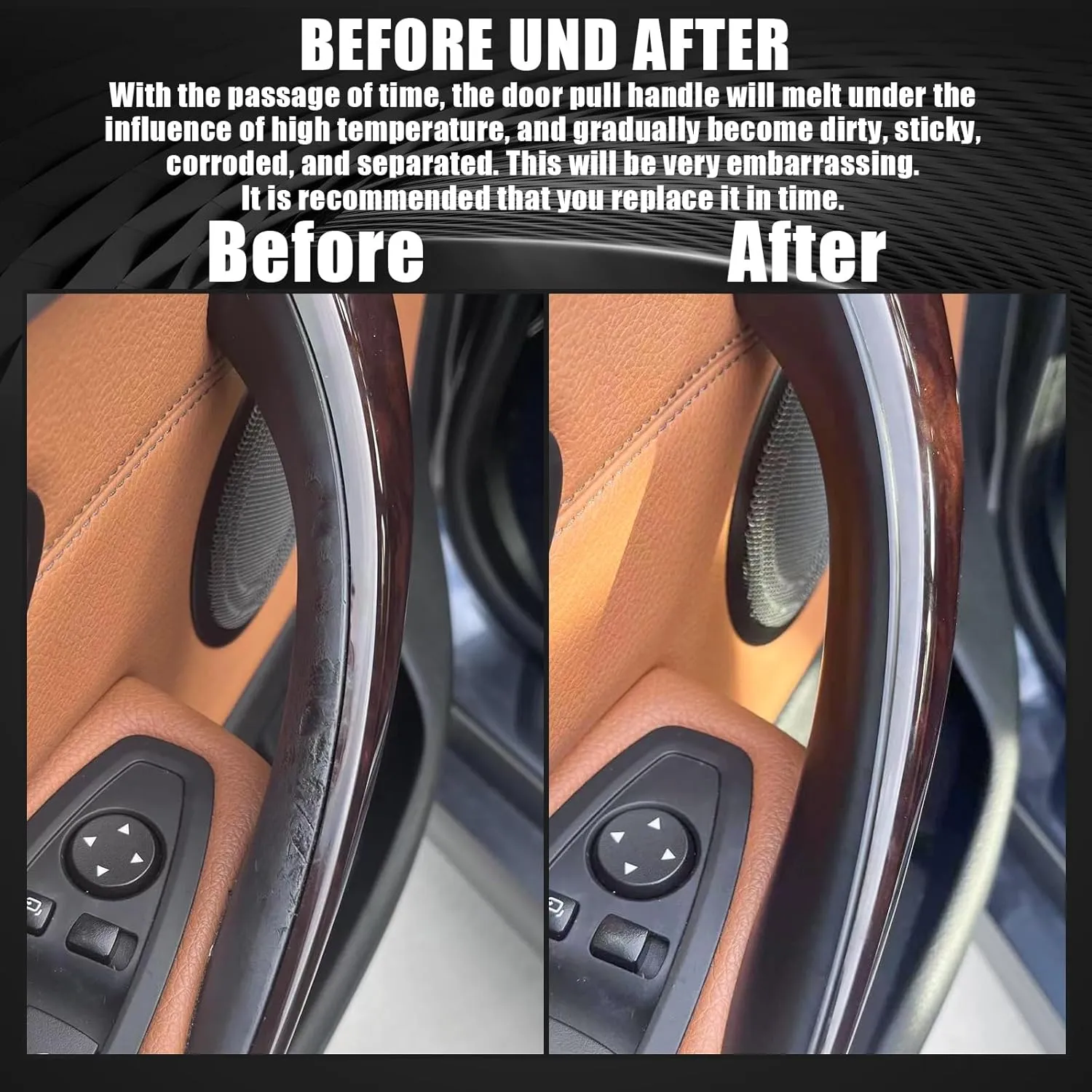 WEILEITE Interior Inner Inside Door Pull Sticky Handle Cover Fit for BMW 320,328,330,335,M3 F30/F31/F34/F80 3 Series 2012-2018 & 418,420,428,430,435,M4 F32/F33/F36/F82/F83 4 Series 2014-2017(Black)