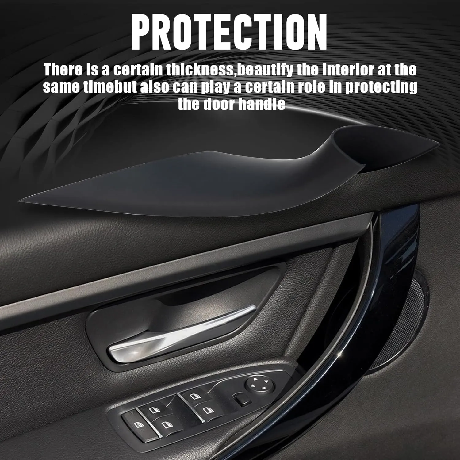 WEILEITE Interior Inner Inside Door Pull Sticky Handle Cover Fit for BMW 320,328,330,335,M3 F30/F31/F34/F80 3 Series 2012-2018 & 418,420,428,430,435,M4 F32/F33/F36/F82/F83 4 Series 2014-2017(Black)