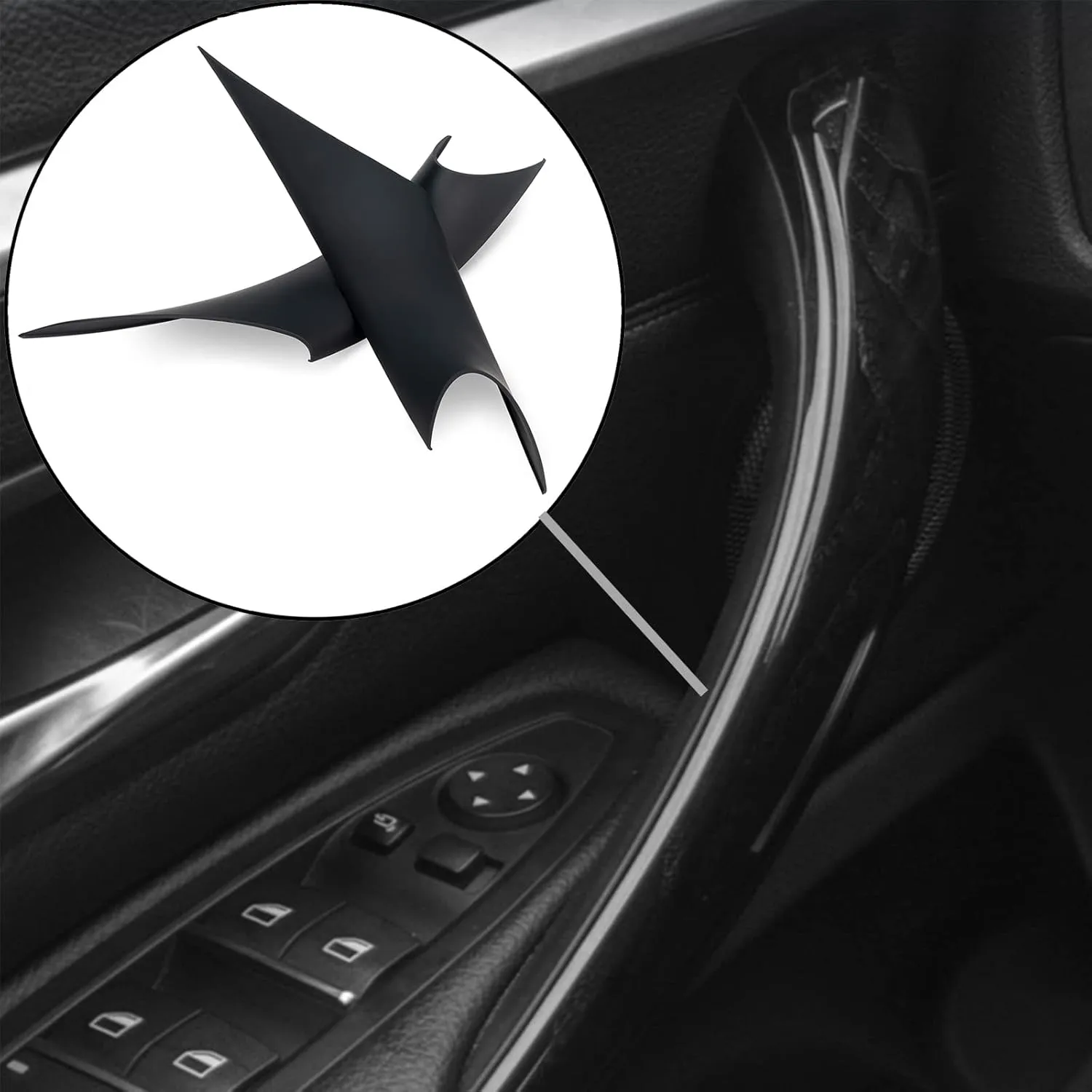WEILEITE Interior Inner Inside Door Pull Sticky Handle Cover Fit for BMW 320,328,330,335,M3 F30/F31/F34/F80 3 Series 2012-2018 & 418,420,428,430,435,M4 F32/F33/F36/F82/F83 4 Series 2014-2017(Black)