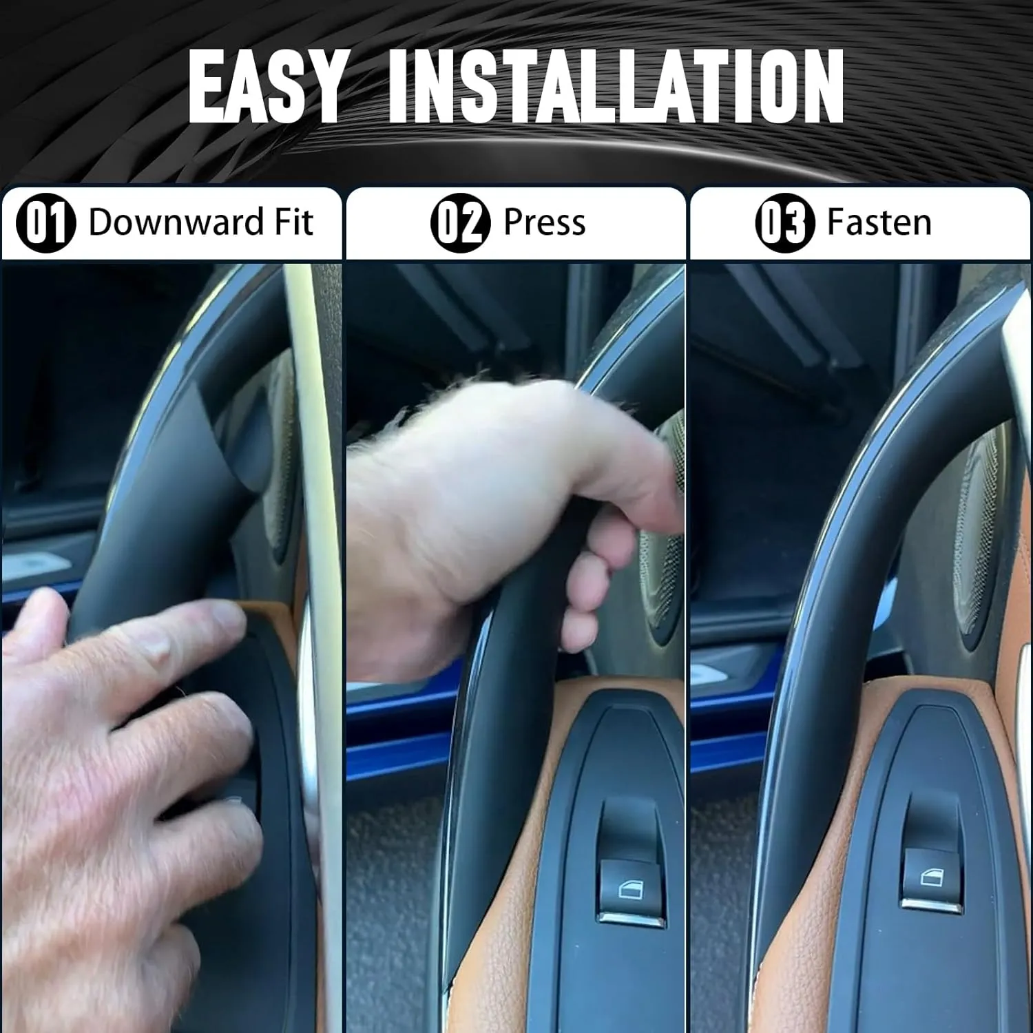 WEILEITE Interior Inner Inside Sticky Door Pull Handle Cover Fit BMW 320,328,330,335,M3 3 Series F30/F31/F34/F80 2012-2018 418,420,428,430,435,M4 4 Series F32/F33/F36/F82/F83 2014-2017(Carbon Fiber)