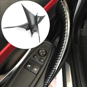 WEILEITE Interior Inner Inside Sticky Door Pull Handle Cover Fit BMW 320,328,330,335,M3 3 Series F30/F31/F34/F80 2012-2018 418,420,428,430,435,M4 4 Series F32/F33/F36/F82/F83 2014-2017(Carbon Fiber)