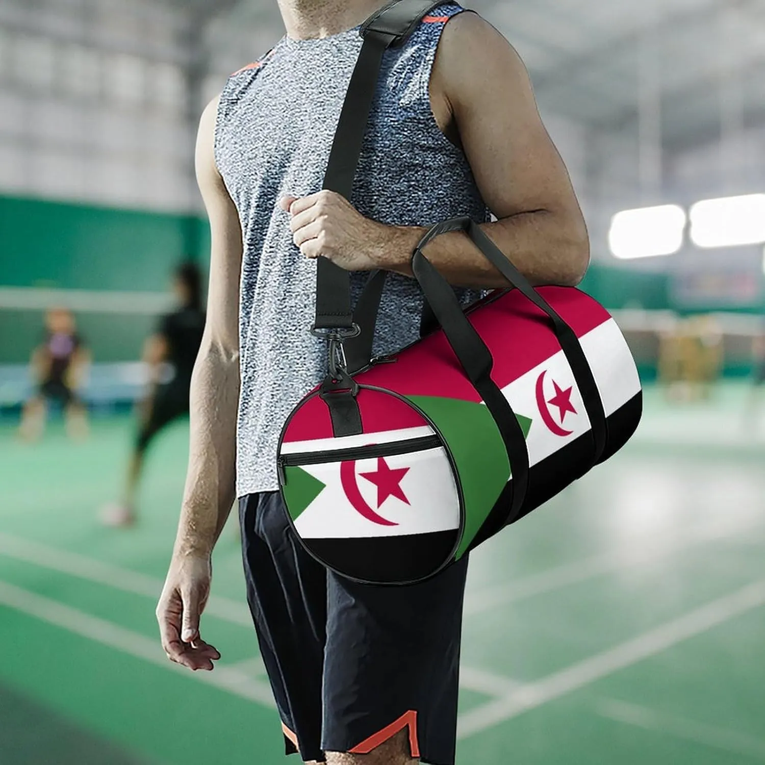Western Sahara Flag Gym Duffel Bag with Wet Pocket for Men Women Sports Overnight Tote