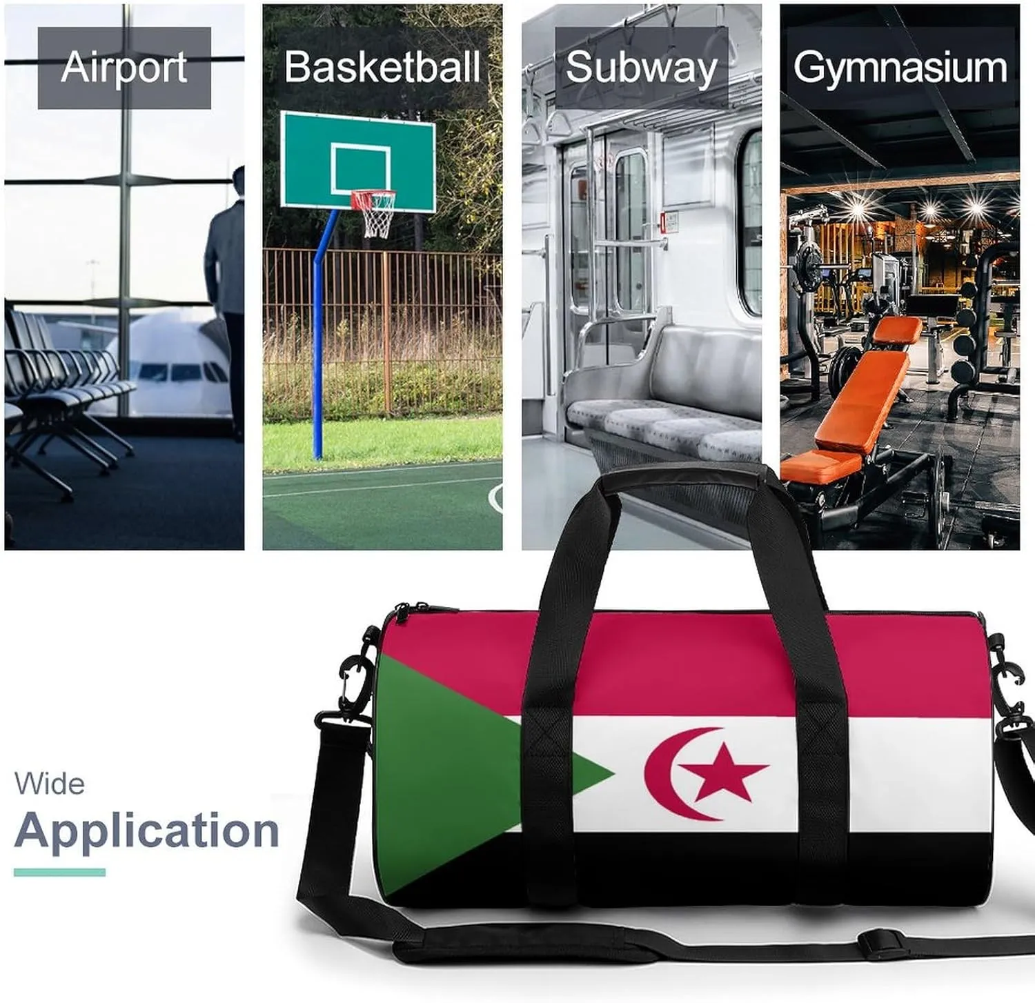 Western Sahara Flag Gym Duffel Bag with Wet Pocket for Men Women Sports Overnight Tote