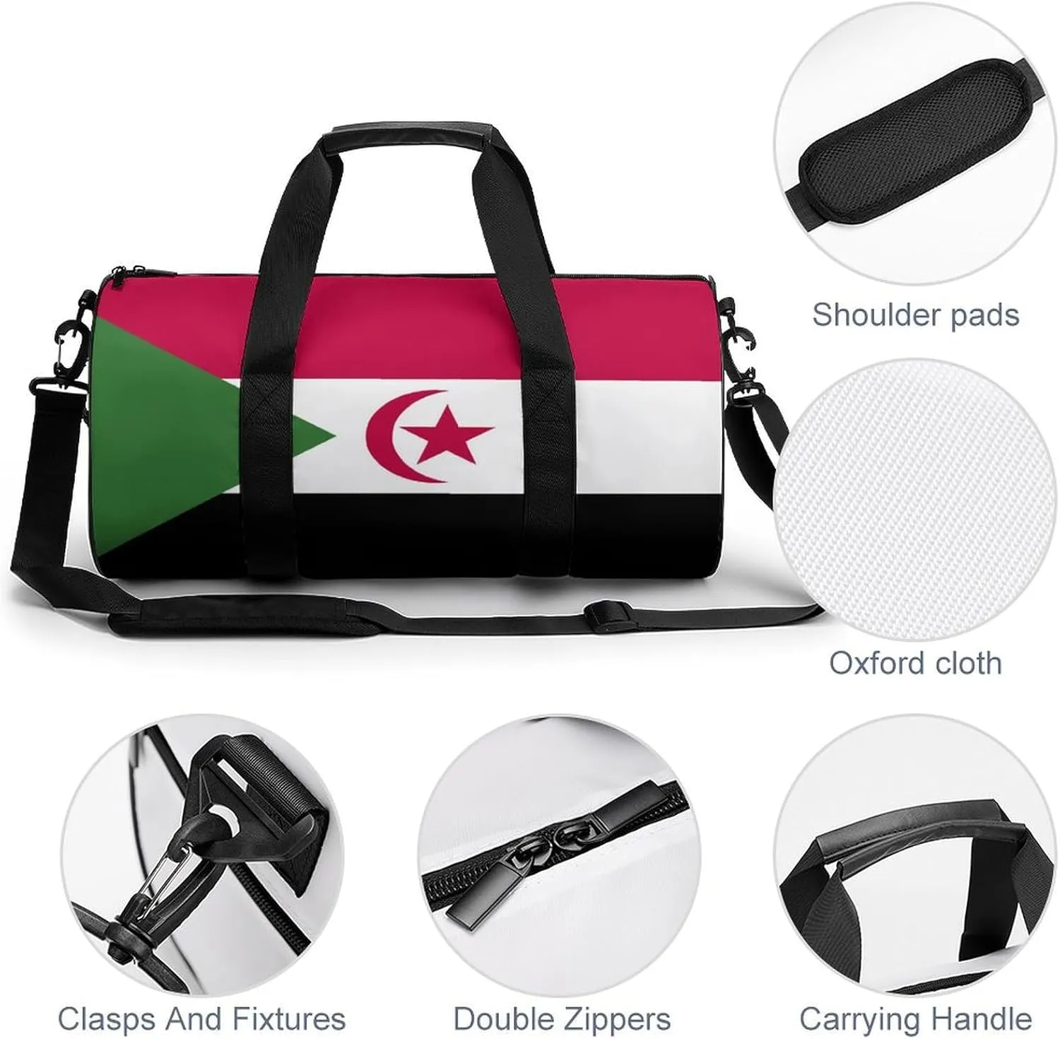 Western Sahara Flag Waterproof Gym Bag with Dry Wet Separation for Men Women Sports Travel Weekender