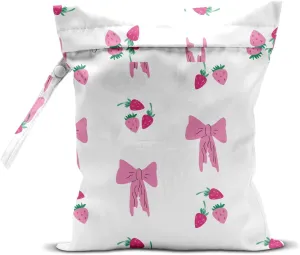 Wet Bag for Swimsuit Pool Travel Baby Cloth Diapers Dirty Yoga Gym Clothes Beach Bags Summer Gifts for Women Men Beach Vacation Essentials Bow Strawberry Waterproof Wet Dry Bag Travel Laundry Bags