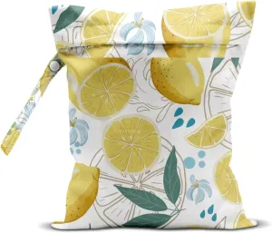 Wet Bag for Swimsuit Pool Travel Baby Cloth Diapers Dirty Yoga Gym Clothes Beach Bags Summer Gifts for Women Men Beach Vacation Essentials Lemon Waterproof Wet Dry Bag Travel Laundry Bags