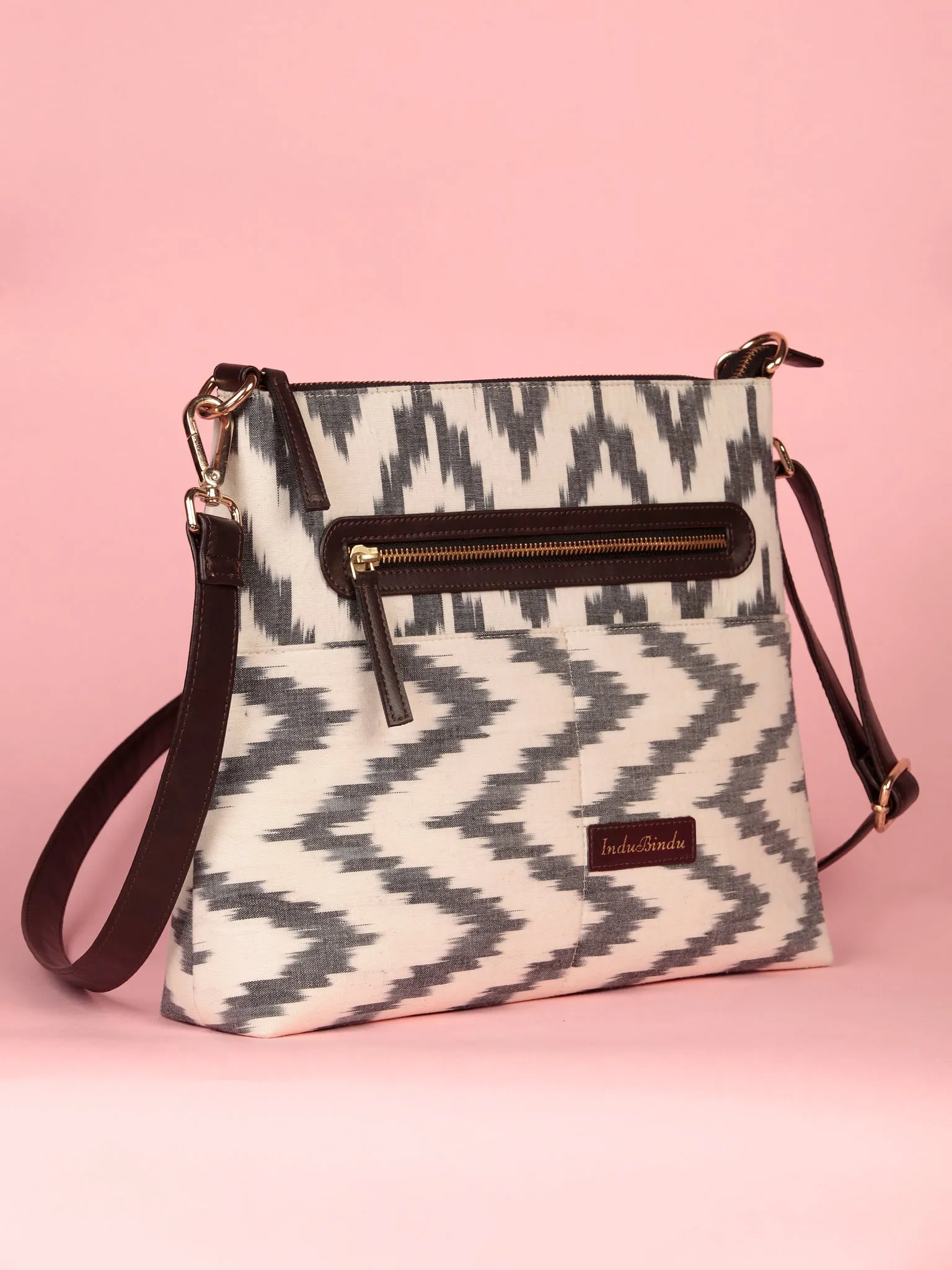 White Ikat Sling Bag - B1705