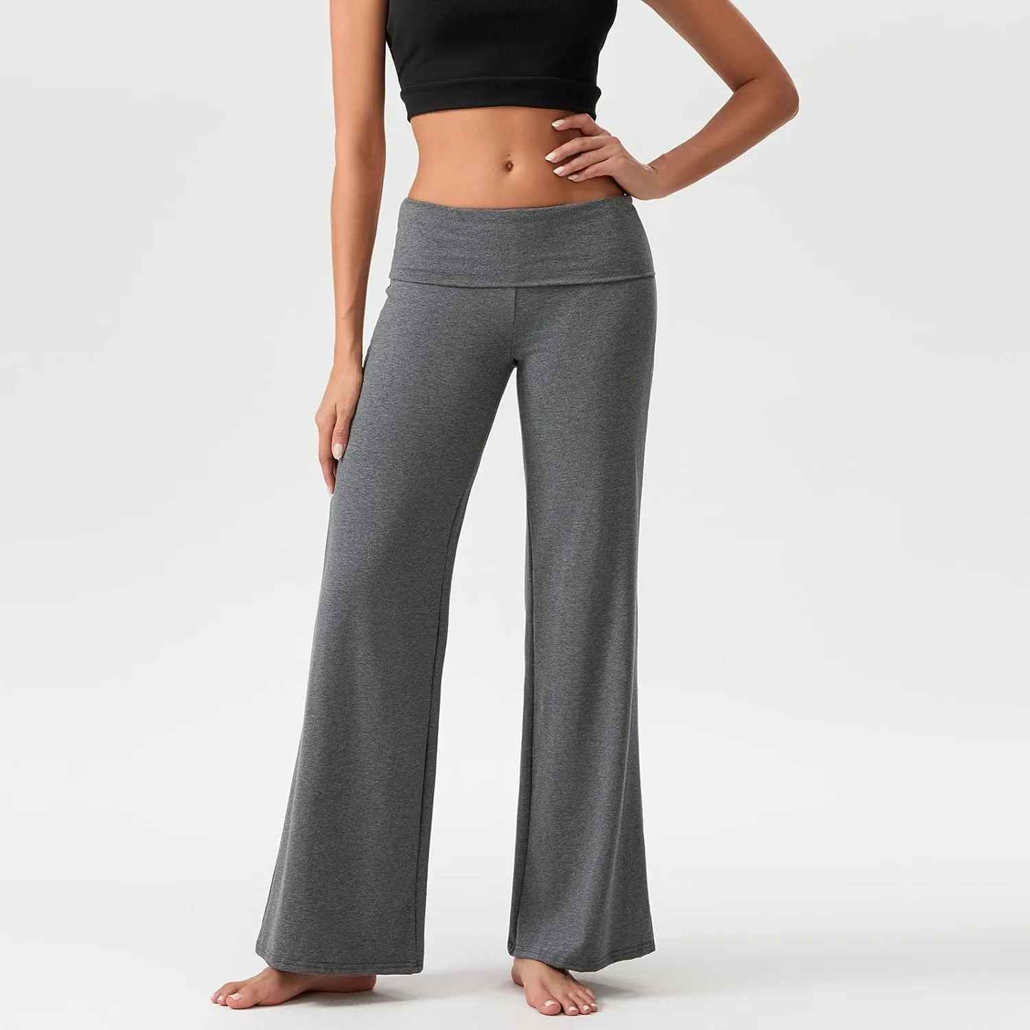 Wide Leg Sweatpants for Women Fold Over Low Rise Flare Yoga Lounge Pants Back to School Clothes for Teen Girls