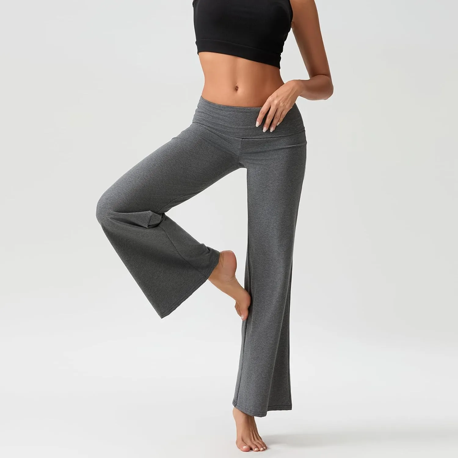 Wide Leg Sweatpants for Women Fold Over Low Rise Flare Yoga Lounge Pants Back to School Clothes for Teen Girls