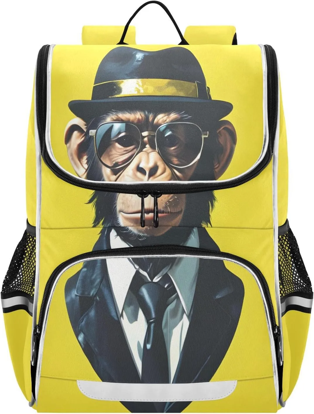 Wide Open Laptop Backpack for Women&Men Cool Monkey Shoulder Bag School Bookbag Casual Daypack