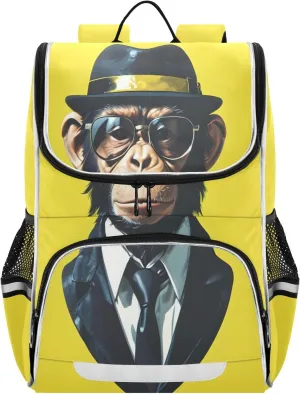 Wide Open Laptop Backpack for Women&Men Cool Monkey Shoulder Bag School Bookbag Casual Daypack