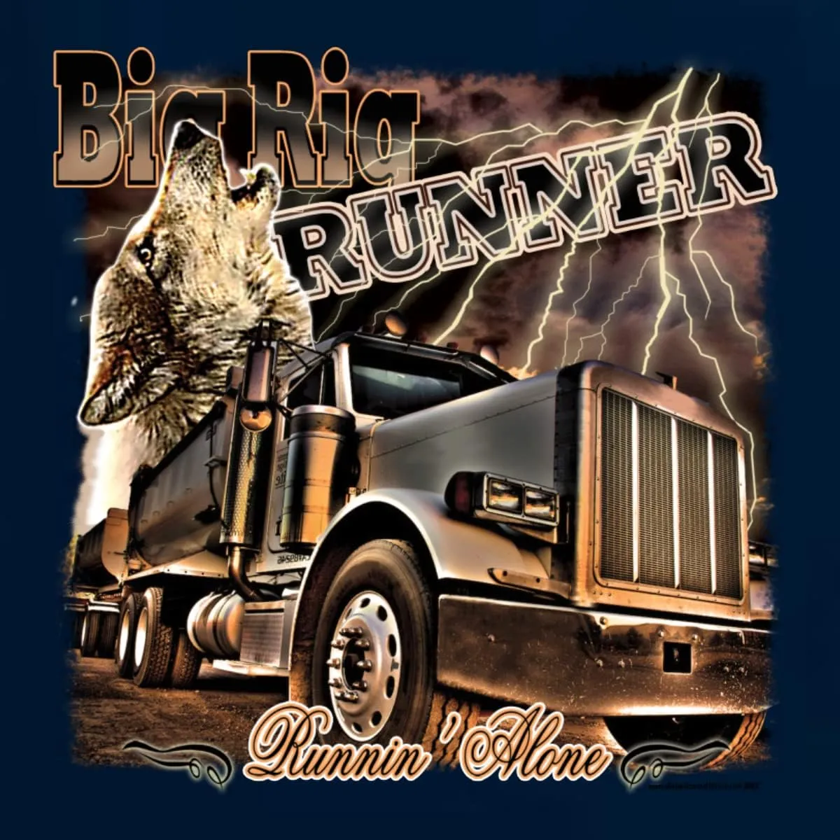 Wild Bobby Big Rig Runner Trailer Truck Runnin Alone Cars and Trucks Womens Slim Fit Junior Tee
