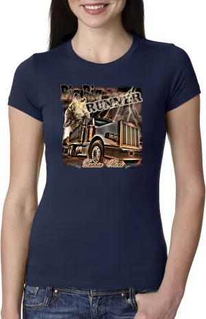 Wild Bobby Big Rig Runner Trailer Truck Runnin Alone Cars and Trucks Womens Slim Fit Junior Tee