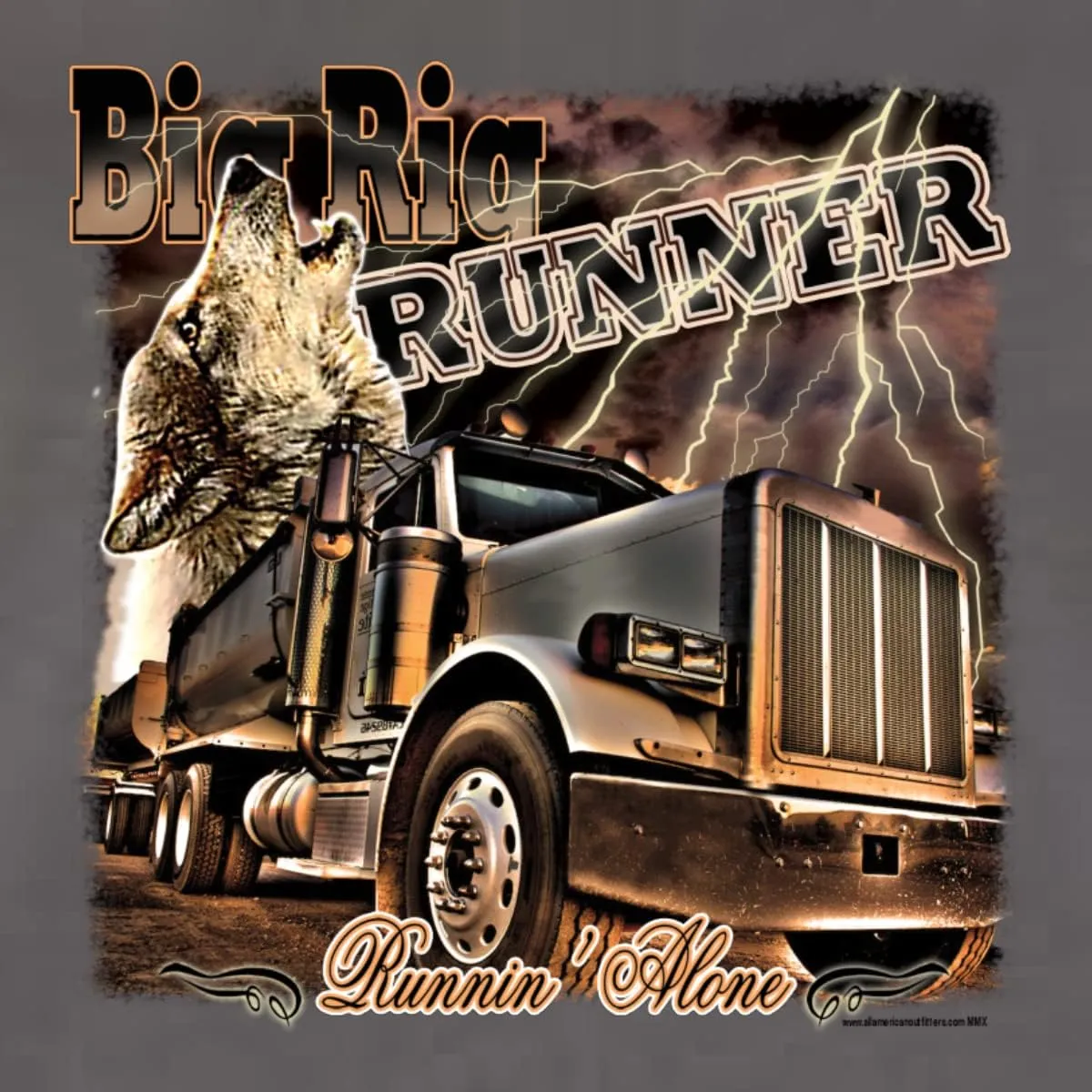 Wild Bobby Big Rig Runner Trailer Truck Runnin Alone Cars and Trucks Womens Slim Fit Junior Tee