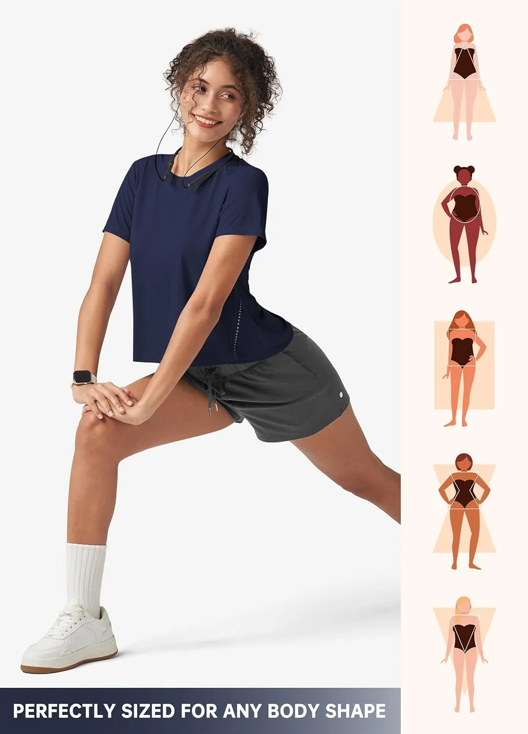 Willit Women's Workout Tops Athletic Shirts Cropped Short Sleeve Split Back Gym Breathable Quick Dry