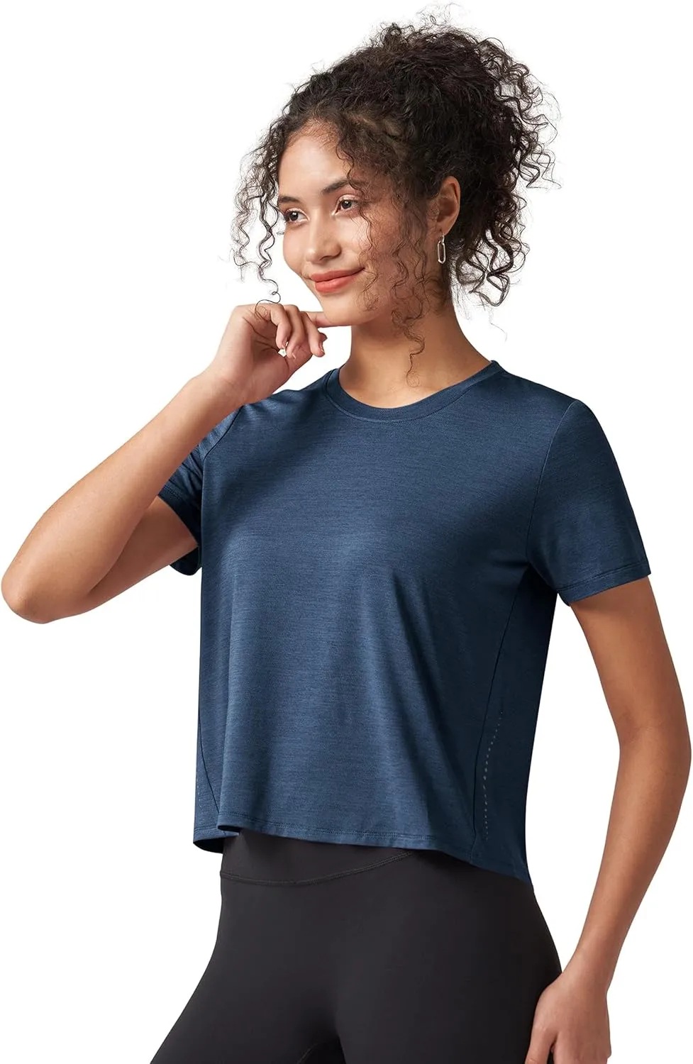 Willit Women's Workout Tops Athletic Shirts Cropped Short Sleeve Split Back Gym Breathable Quick Dry