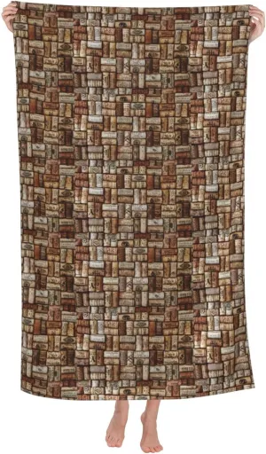 Wine Cork Print Beach Towel Microfiber Beach Towels Soft Bath Camping Swim Pool Gym Yoga Towels Adult