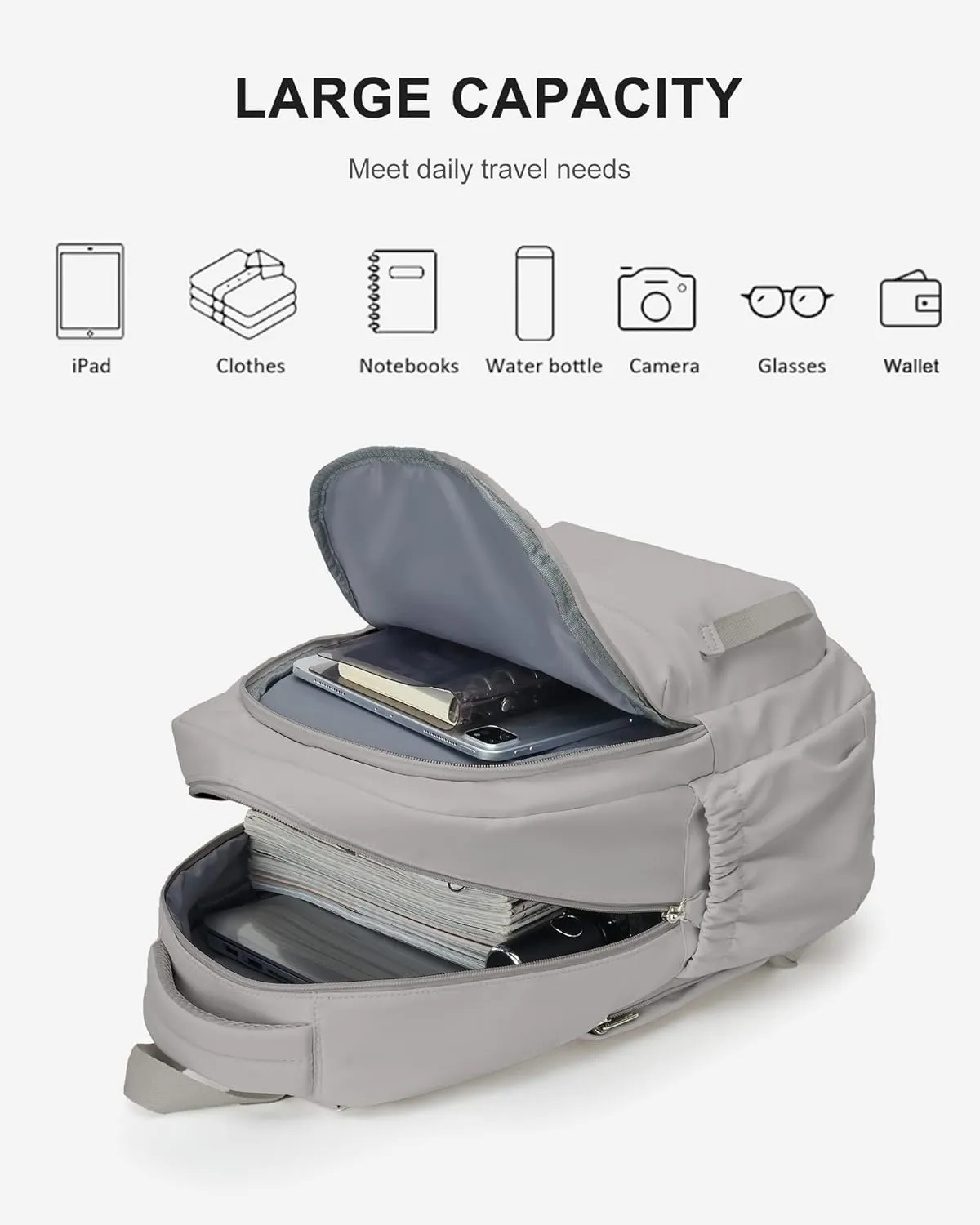 winspansy Small Backpack For School Girls Boys Aesthetic Lightweight Travel Daypack Simple Cute Backpack For Women Men College High School Bookbag Fit 14 Inch Laptop With USB charging port,Rrey Brown