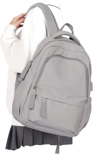 winspansy Small Backpack For School Girls Boys Aesthetic Lightweight Travel Daypack Simple Cute Backpack For Women Men College High School Bookbag Fit 14 Inch Laptop With USB charging port,Rrey Brown