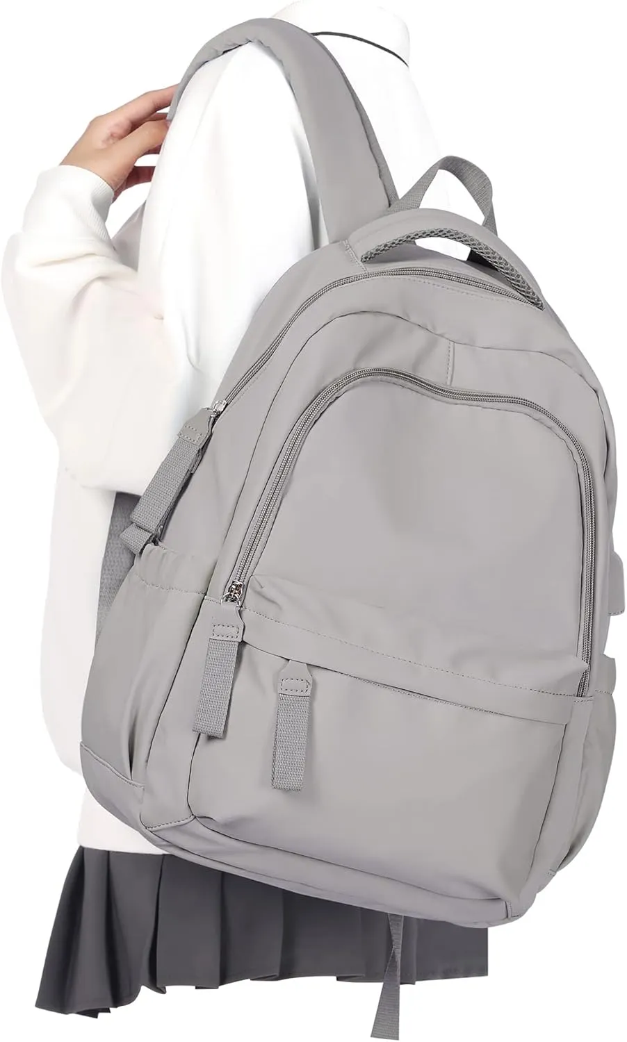 winspansy Small Backpack For School Girls Boys Aesthetic Lightweight Travel Daypack Simple Cute Backpack For Women Men College High School Bookbag Fit 14 Inch Laptop With USB charging port,Rrey Brown