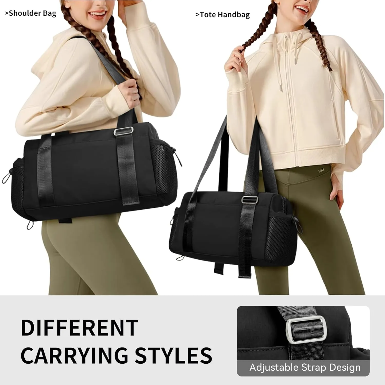 WLLWOO Small Gym Bag for Women with Wet Pocket, Mini Travel Duffle Tote Bag, Lightweight Workout Sports Bag for Dance Yoga Weekends