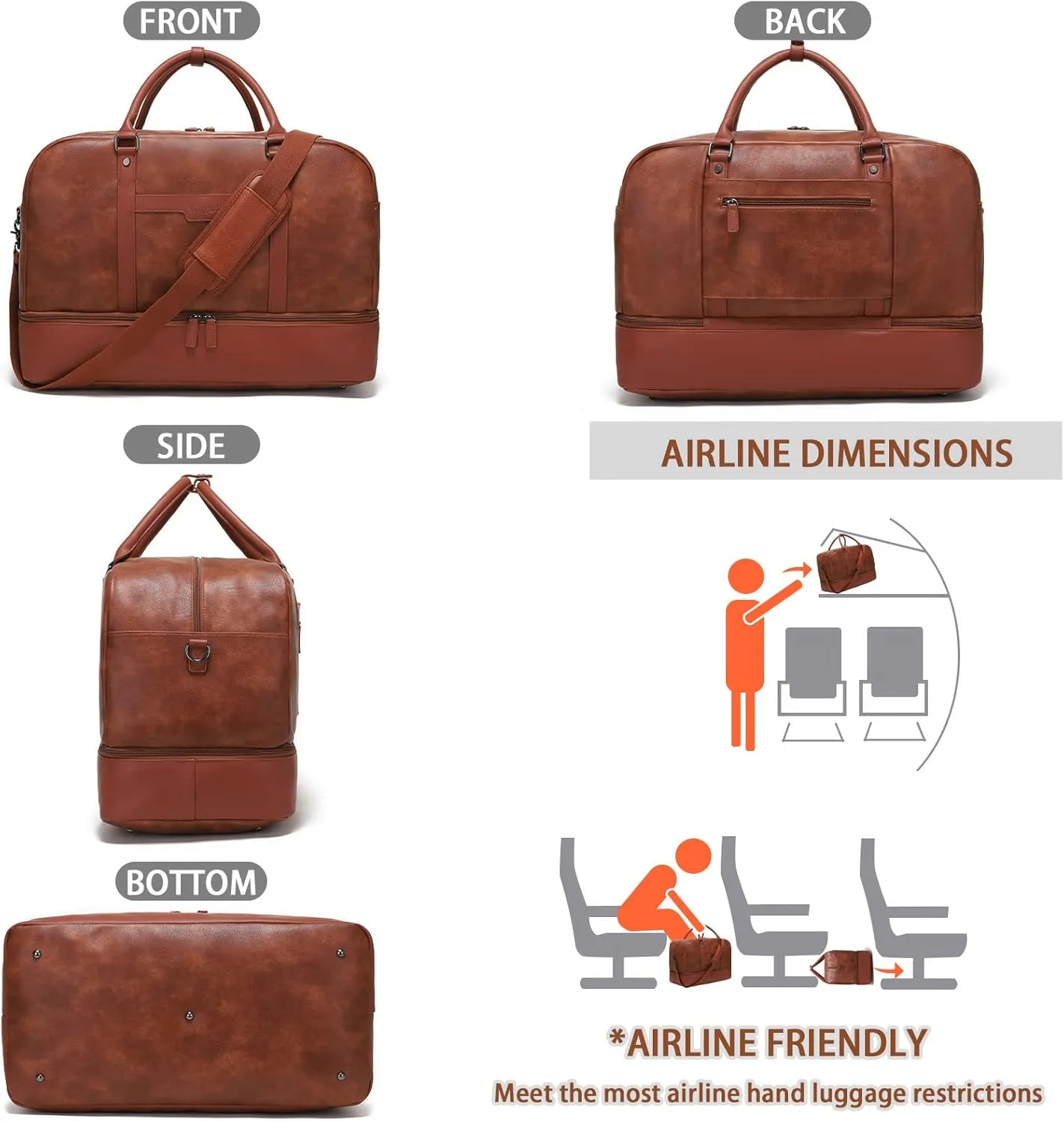 Wogarl Weekender Bag for Women Men Large Overnight Bag Travel Duffel Bag with Shoe Compartment Toiletry Satchel Bag Carry On Bag Fit 21" Laptop