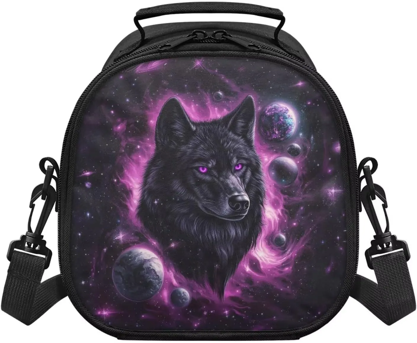 Wolf Lunch Bags Insulated Lunch Box Cooler Leakproof Soft Lunchbox with Adjustable Shoulder Strap Solar System Planet Lunchboxes Food Containers for Kids Back to School