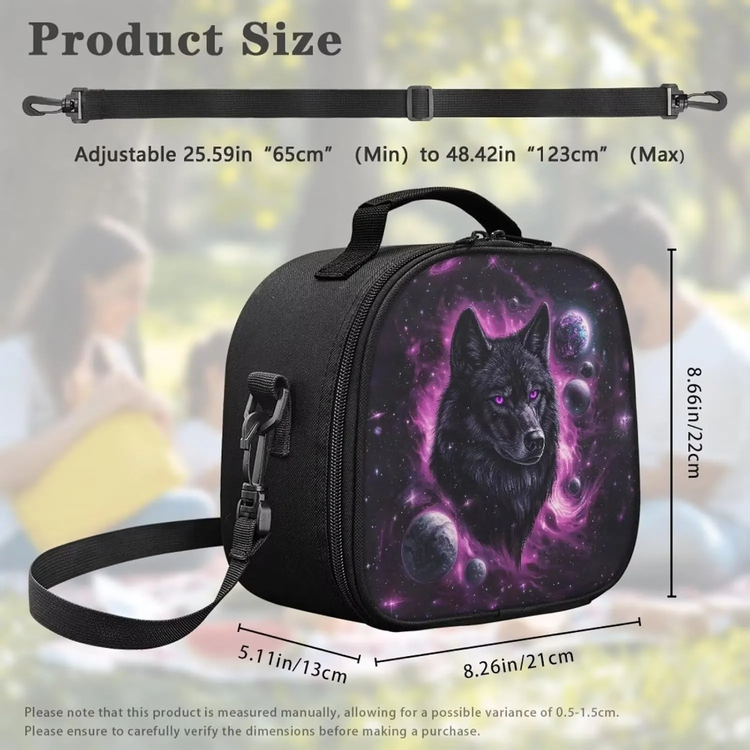 Wolf Lunch Bags Insulated Lunch Box Cooler Leakproof Soft Lunchbox with Adjustable Shoulder Strap Solar System Planet Lunchboxes Food Containers for Kids Back to School