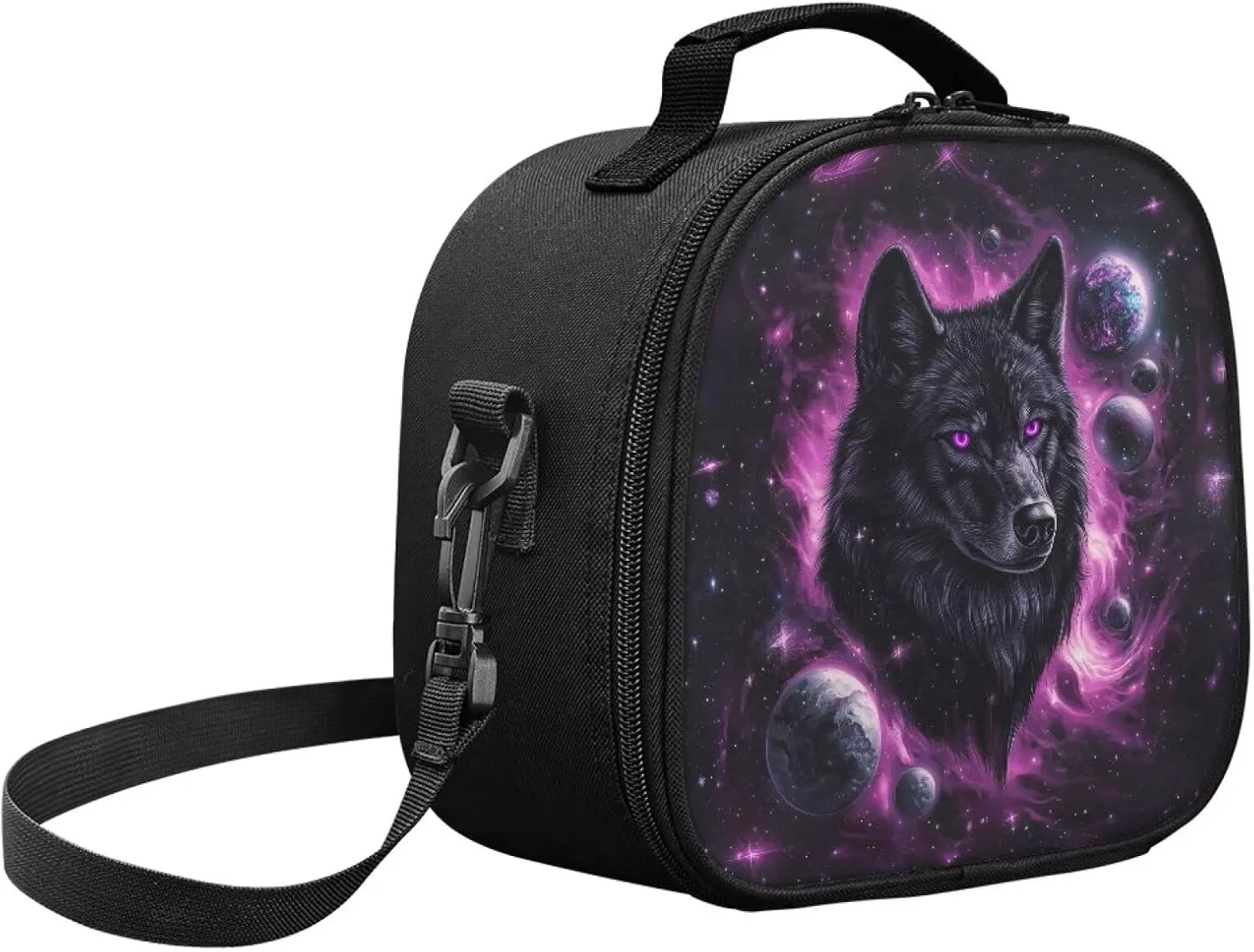 Wolf Lunch Bags Insulated Lunch Box Cooler Leakproof Soft Lunchbox with Adjustable Shoulder Strap Solar System Planet Lunchboxes Food Containers for Kids Back to School
