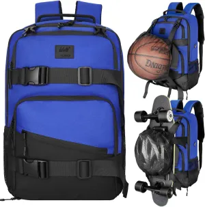 WOLT Skateboard Backpack, 15.6 Inch Laptop Backpack for Men Women, Sports Backpack with Ball Holder