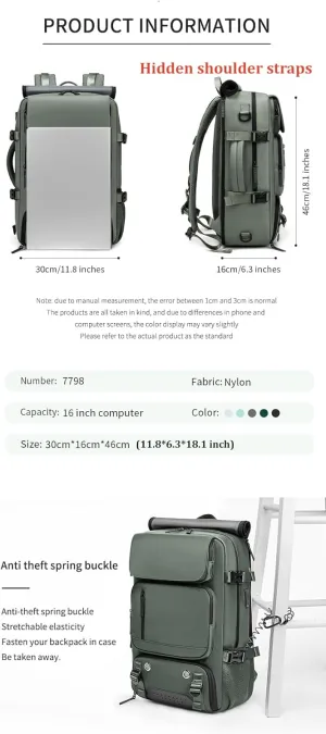 Woman travel backpack,waterproof 16 inch Business Laptop Backpack with Shoe Bag Hidden USB charging port Hiking backpack (Military Green)