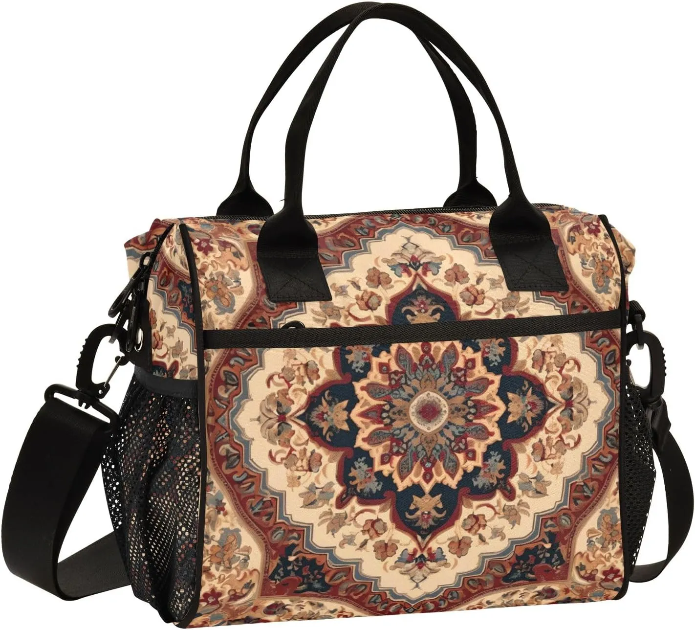 Women Cooler Bags Lunch Bag Reusable Insulated Lunch Bags Pakistani Persian Pattern 1 Crossbody with Shoulder Strap Adults S