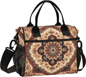 Women Cooler Bags Lunch Bag Reusable Insulated Lunch Bags Pakistani Persian Pattern 1 Crossbody with Shoulder Strap Adults S