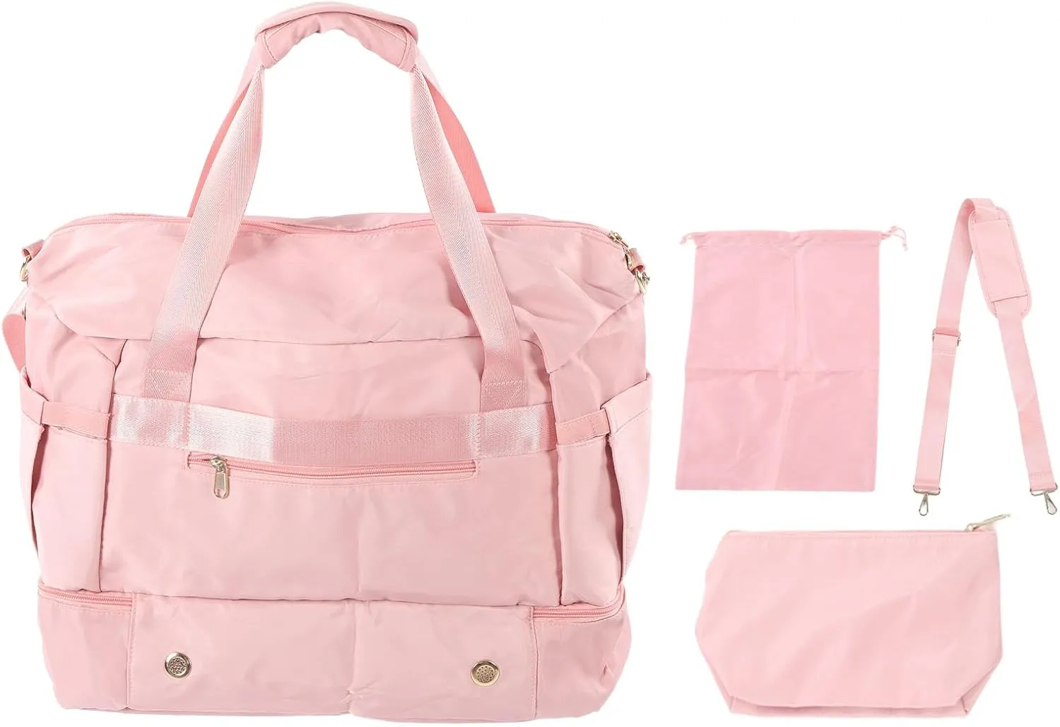 Women Sports Gym Bag Multiple Pockets Large Capacity Water Prevent Workout Travel Bag With Usb Charging Port For Fitness Yoga (Pink)