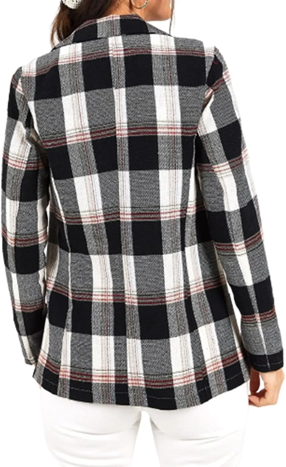 Womens 2023 Plaid Shacket Jacket Casual Button Wool Blend Winter Tartan Trench Coat Long Sleeve Fall Shirt Jacket Coat